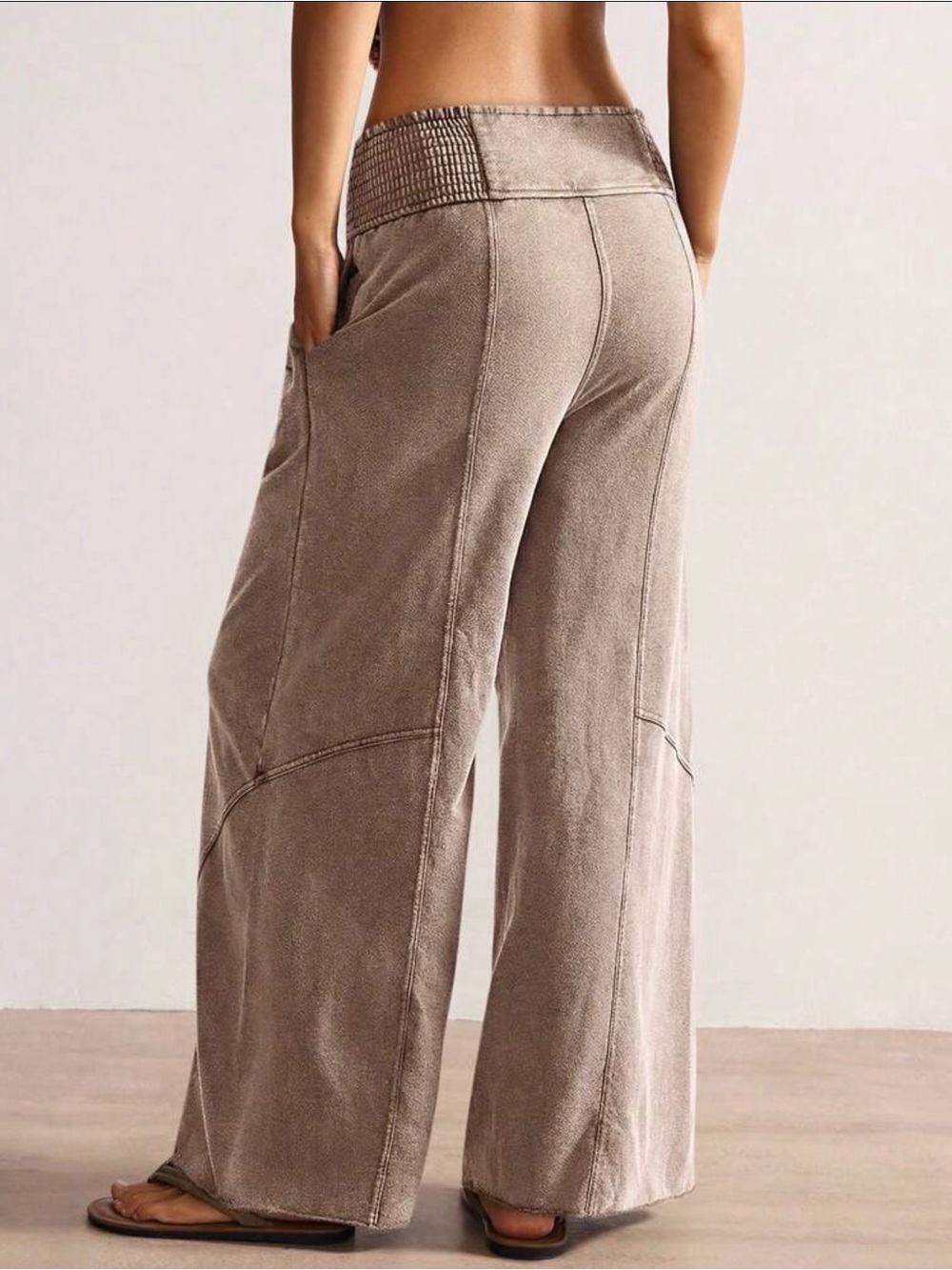 High-Waist Wide Leg Women’s Pants in rust brown - Picture 2 of 7